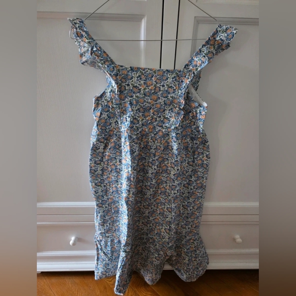 Floral Blue Mini Dress with Ruffled Straps